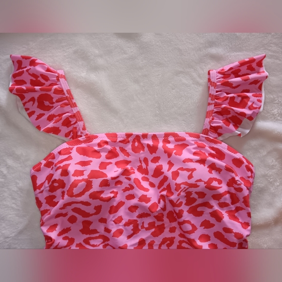 SOLD-NWT - Size S - Hilinker Pink Leopard Print One Piece Swimsuit - Picture 5 of 10